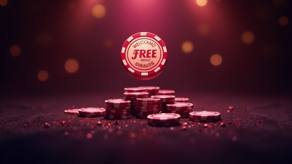 Dunkle Casino-Szene mit Gratisbonus-Symbol und Spielchips